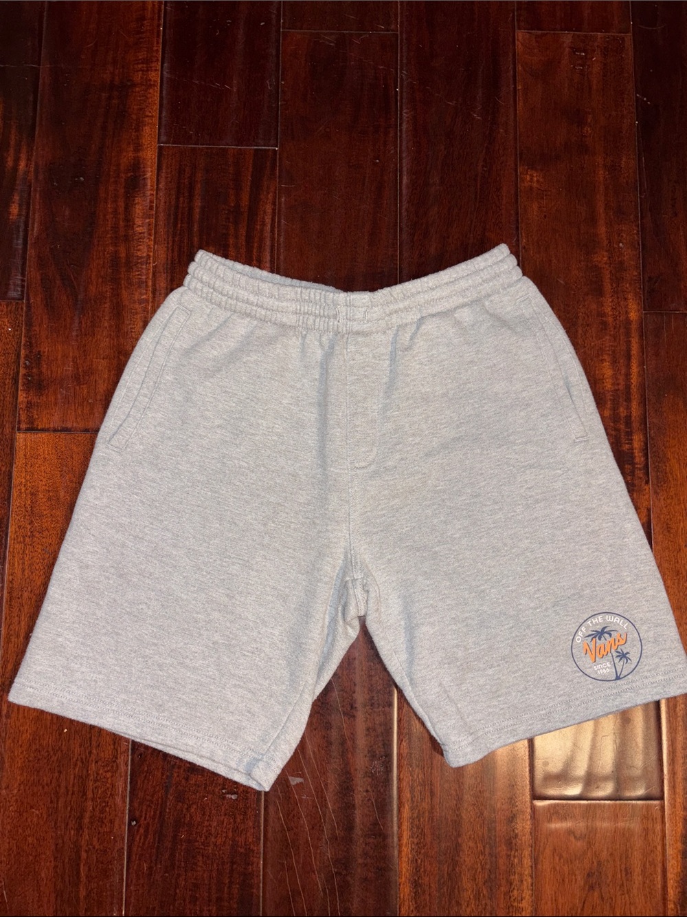 Vans Light Gray Kids Sweat Shorts with Palm Logo Size XL